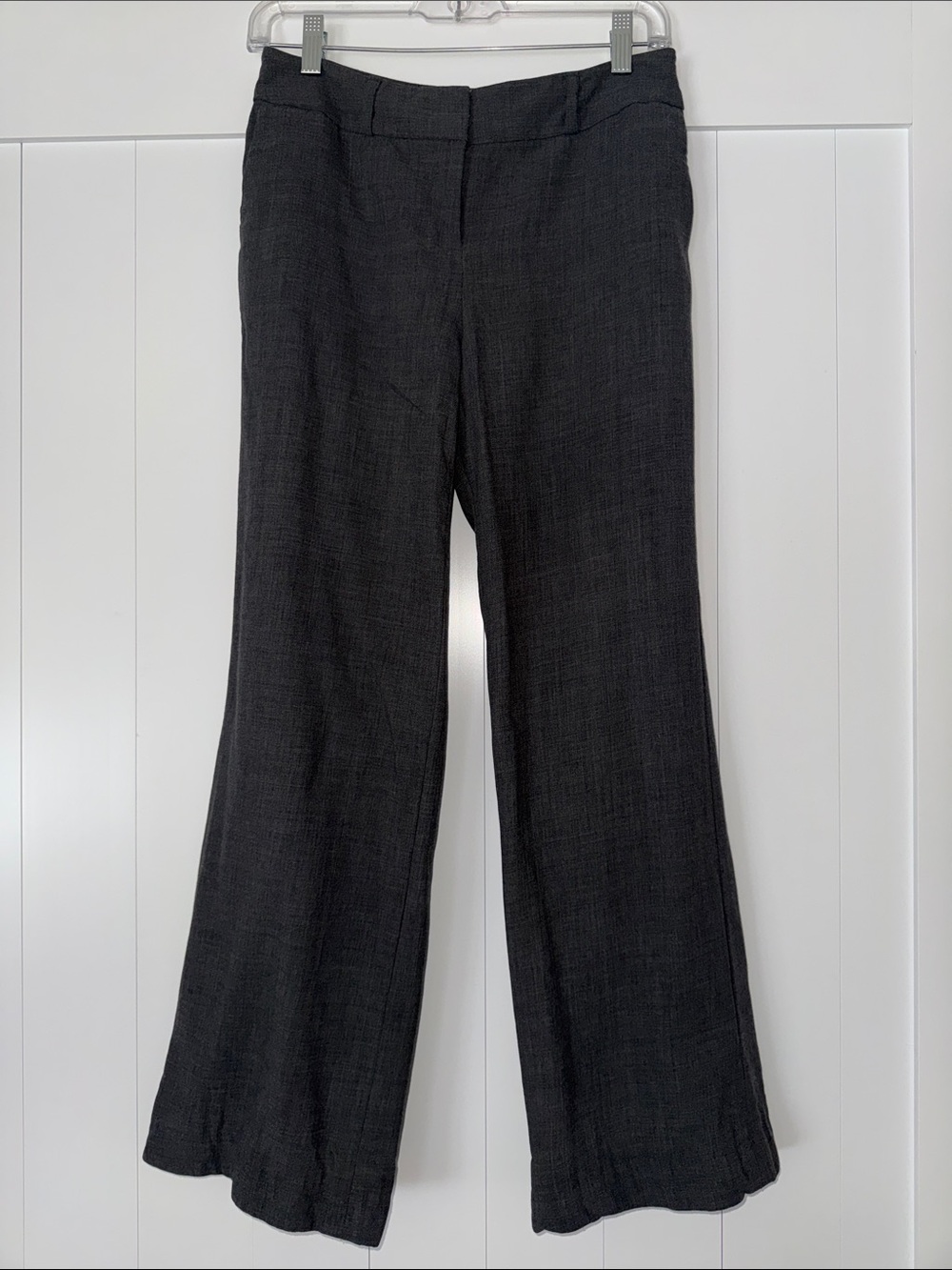 Ann Taylor Textured Charcoal Wide-Leg Trousers